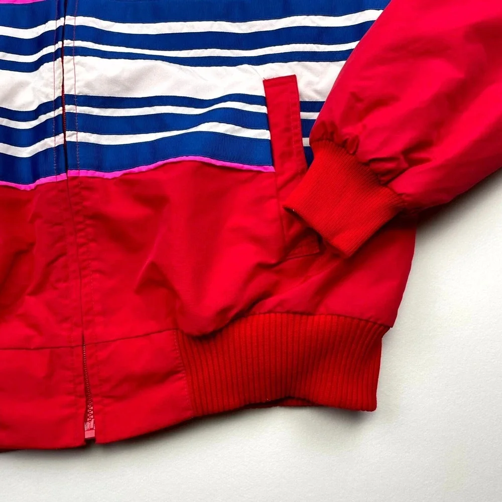 Vintage Lightning Race Cars Pat Design 500 Racewear Jacket Large Red Wrap Around